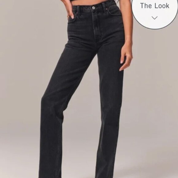 Abercrombie & Fitch Denim - Abercrombie & Fitch The 90's Straight Ultra High Rise Jean, Black - Size 26/2R